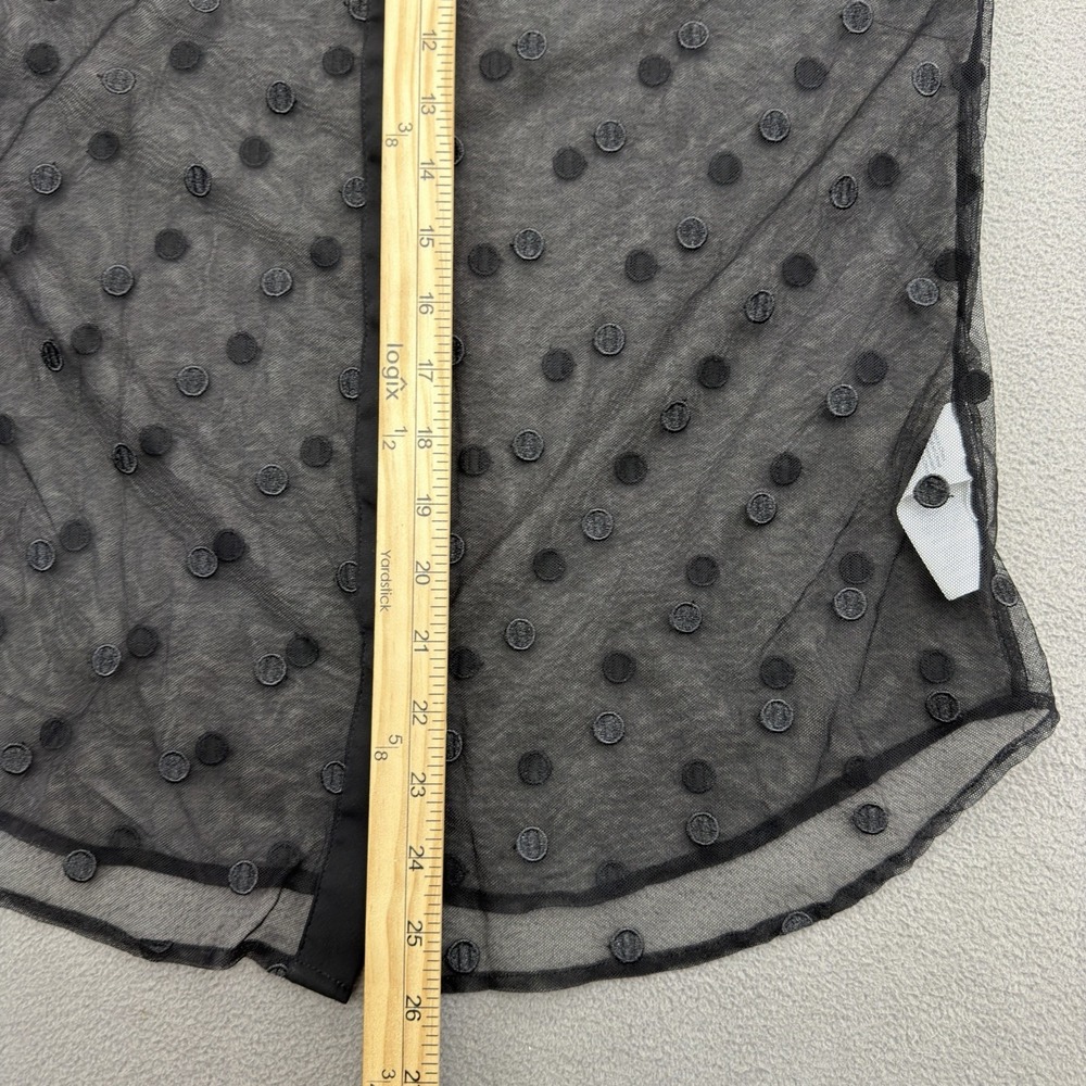 J Crew Sheer Tie Neck Long Sleeve Button Blouse Black Dotted Polka Dot Tulle S - Picture 10 of 16